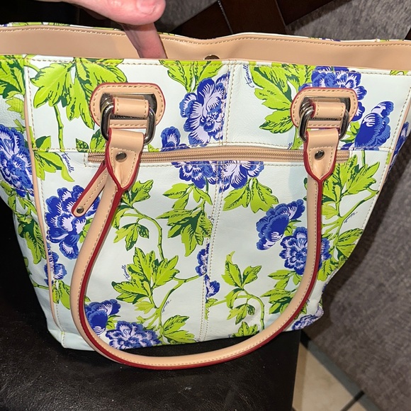 Tignanello Blue and Green Floral Tote - Picture 8 of 8